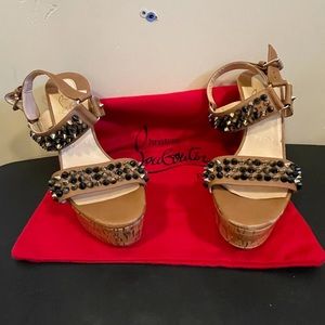 Christian Louboutin Red Bottom Spiked Wedges! 37